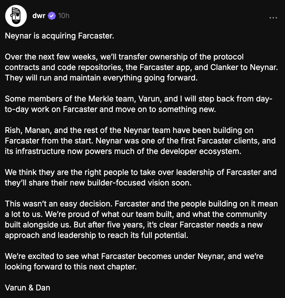 他们为什么能收购融资过亿的Farcaster?缩略图 他们为什么能收购融资过亿的Farcaster?缩略图